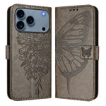 Custodia in pelle con farfalla per iPhone 16 Pro Max e Plus