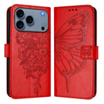 Custodia in pelle con farfalla per iPhone 16 Pro Max e Plus
