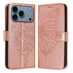 Custodia in pelle con farfalla per iPhone 16 Pro Max e Plus