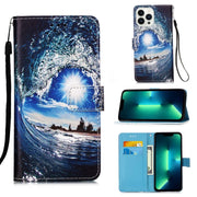 Custodia per telefono in pelle tinta unita con motivo a disegno colorato, For iPhone 15 Pro, For iPhone 15 Plus, For iPhone 15