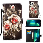 Custodia in pelle con motivo per iPhone 15 Pro