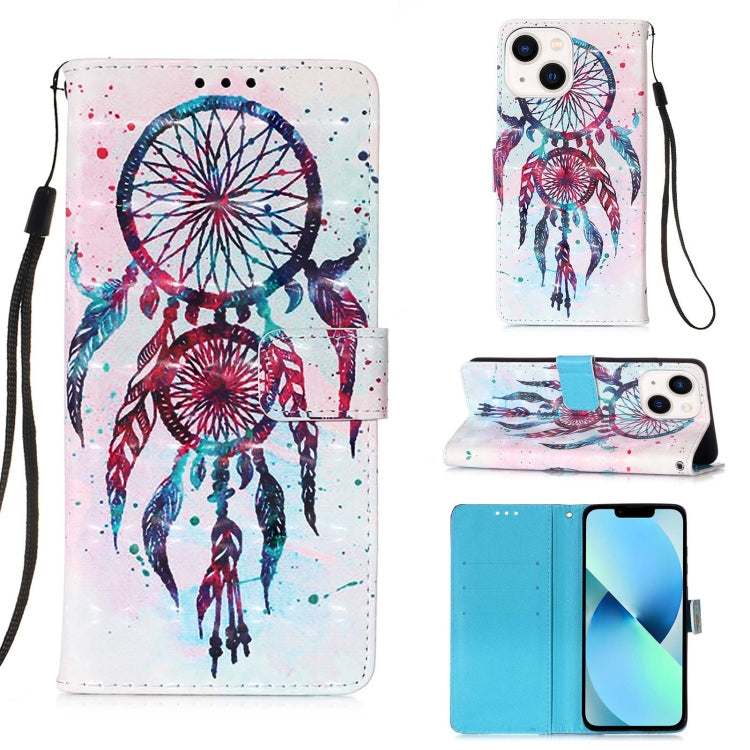 Custodia per telefono in pelle a vibrazione orizzontale con pittura 3D, For iPhone 15, For iPod Touch 7 / 6 / 5