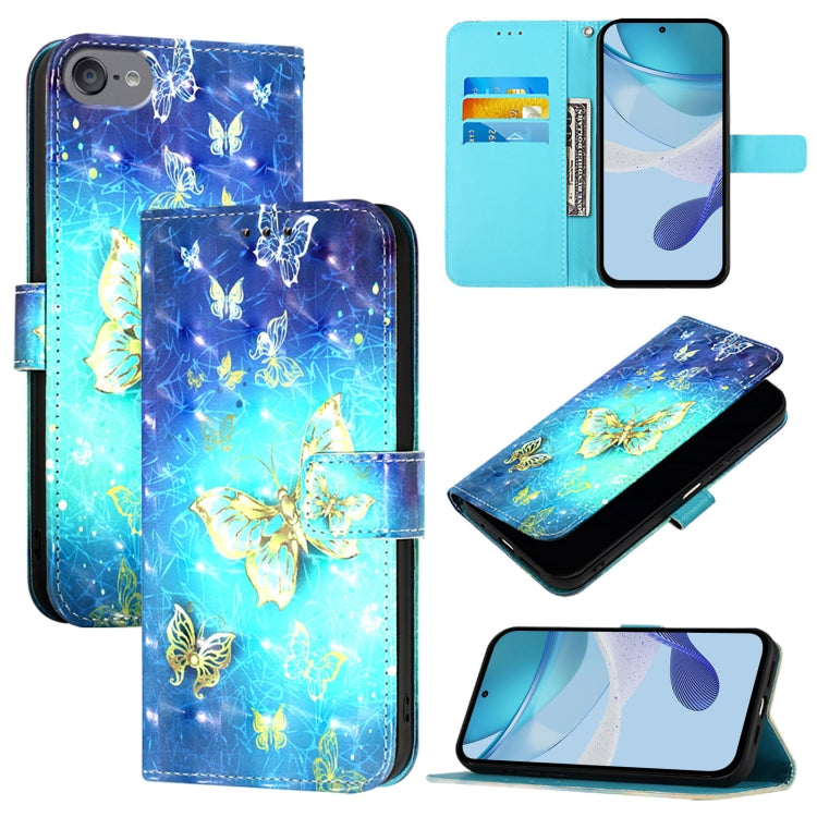 Custodia per telefono in pelle a vibrazione orizzontale con pittura 3D, For iPhone 15, For iPod Touch 7 / 6 / 5