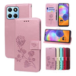 Custodia per telefono in pelle PU con flip in rilievo rosa, For Honor X7a/Play7T, For Honor X8 5G/Play6C 5G/X6 4G/X6S/70 Lite, For Honor X8a, For Honor X9a / Magic 5 Lite