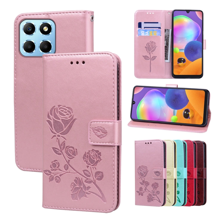 Custodia per telefono in pelle PU con flip in rilievo rosa, For Honor X7a/Play7T, For Honor X8 5G/Play6C 5G/X6 4G/X6S/70 Lite, For Honor X8a, For Honor X9a / Magic 5 Lite