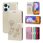 Custodia per telefono in pelle PU con flip in rilievo rosa, For Honor X7a/Play7T, For Honor X8 5G/Play6C 5G/X6 4G/X6S/70 Lite, For Honor X8a, For Honor X9a / Magic 5 Lite