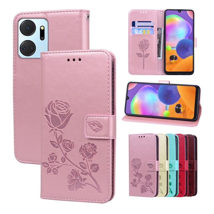 Custodia per telefono in pelle PU con flip in rilievo rosa, For Honor X7a/Play7T, For Honor X8 5G/Play6C 5G/X6 4G/X6S/70 Lite, For Honor X8a, For Honor X9a / Magic 5 Lite