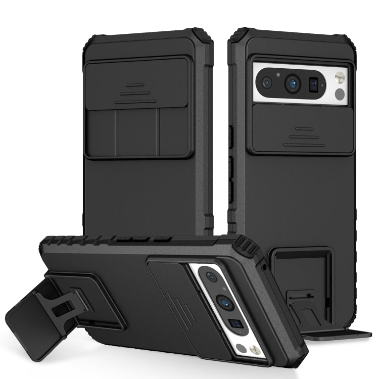 Custodia per telefono camshield scorrevole con supporto stereoscopico, For Google Pixel 9 Pro XL, For Google Pixel 9 Pro, For Google Pixel 8 Pro