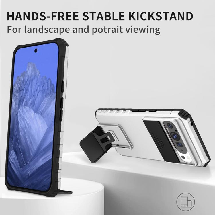 Custodia per telefono camshield scorrevole con supporto stereoscopico, For Google Pixel 9 Pro XL, For Google Pixel 9 Pro, For Google Pixel 8 Pro