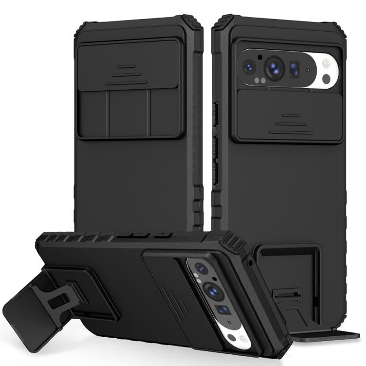 Custodia per telefono camshield scorrevole con supporto stereoscopico, For Google Pixel 9 Pro XL, For Google Pixel 9 Pro, For Google Pixel 8 Pro