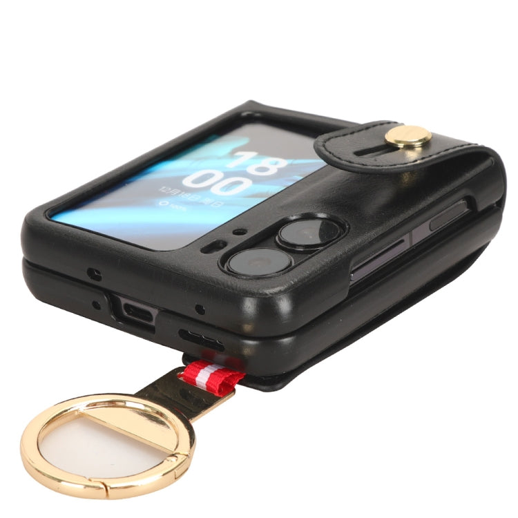 Custodia per telefono posteriore in pelle con cinturino, For OPPO Find N2 Flip