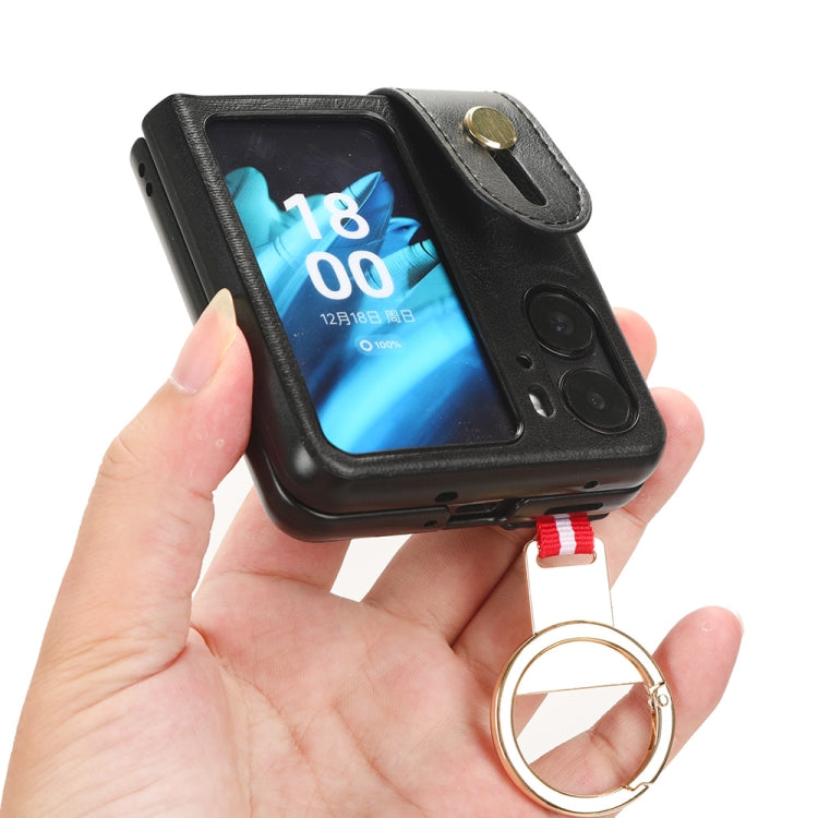 Custodia per telefono posteriore in pelle con cinturino, For OPPO Find N2 Flip