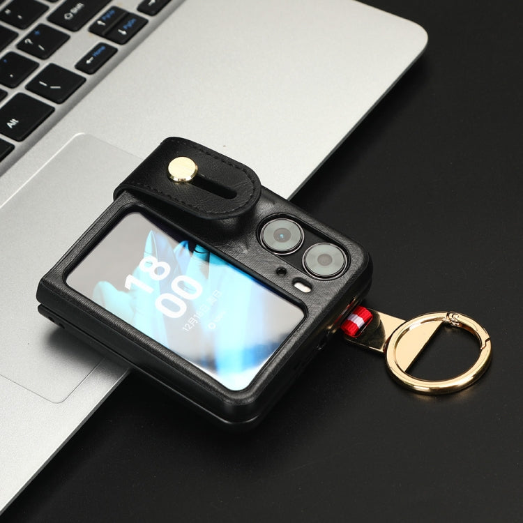 Custodia per telefono posteriore in pelle con cinturino, For OPPO Find N2 Flip