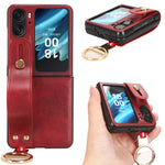 Custodia per telefono posteriore in pelle con cinturino, For OPPO Find N2 Flip
