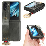 Custodia per telefono posteriore in pelle con cinturino, For OPPO Find N2 Flip