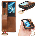Custodia per telefono posteriore in pelle con cinturino, For OPPO Find N2 Flip