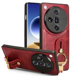 Custodia per telefono posteriore in pelle con cinturino, For OPPO Reno12 5G Global, For OPPO Reno11 F / F25 Pro, For OPPO Find X7, For OPPO Reno11 5G Global
