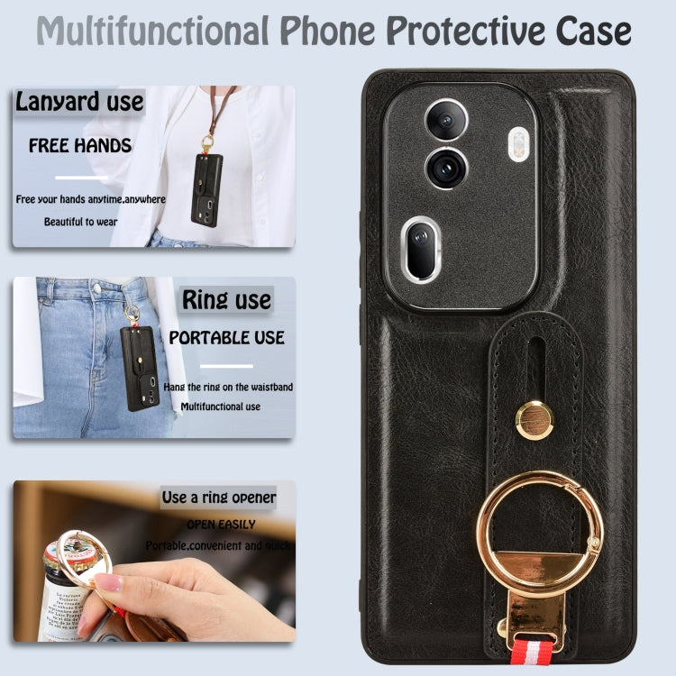 Custodia per telefono posteriore in pelle con cinturino, For OPPO Reno11 Pro, For OPPO Find X7 Ultra, For OPPO A79 5G Global / A2, For OPPO K11 5G