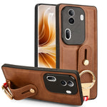 Custodia per telefono posteriore in pelle con cinturino, For OPPO Reno11 Pro, For OPPO Find X7 Ultra, For OPPO A79 5G Global / A2, For OPPO K11 5G