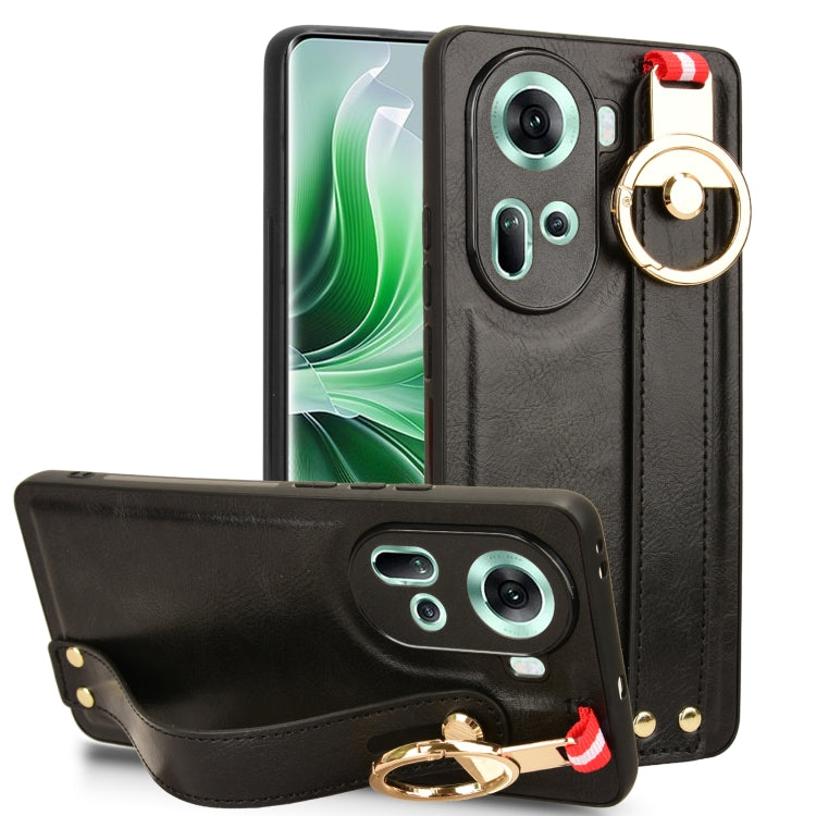 Custodia per telefono posteriore in pelle con cinturino, For OPPO Reno12 5G Global, For OPPO Reno11 F / F25 Pro, For OPPO Find X7, For OPPO Reno11 5G Global