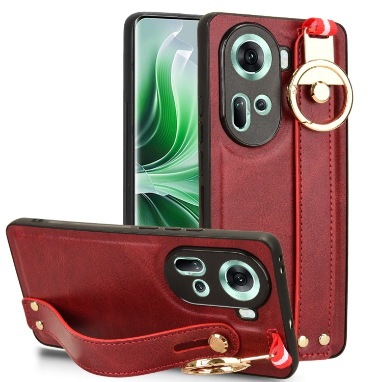 Custodia per telefono posteriore in pelle con cinturino, For OPPO Reno12 5G Global, For OPPO Reno11 F / F25 Pro, For OPPO Find X7, For OPPO Reno11 5G Global