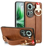 Custodia per telefono posteriore in pelle con cinturino, For OPPO Reno12 5G Global, For OPPO Reno11 F / F25 Pro, For OPPO Find X7, For OPPO Reno11 5G Global