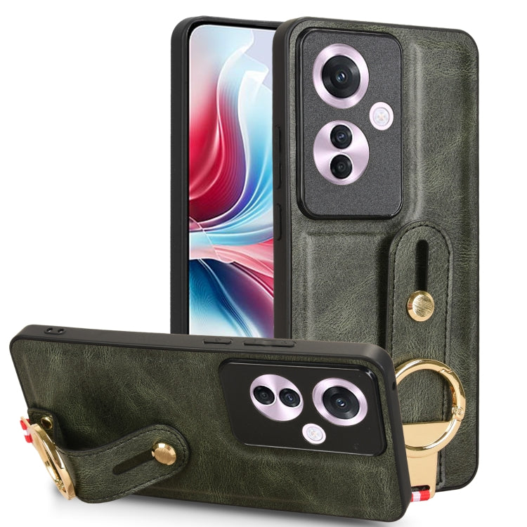 Custodia per telefono posteriore in pelle con cinturino, For OPPO Reno12 F 5G, For OPPO A3 Pro India, For OPPO Reno11 PJH110, For OPPO Reno12 Pro 5G Global
