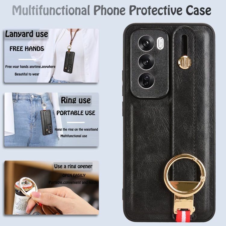 Custodia per telefono posteriore in pelle con cinturino, For OPPO Reno12 5G Global, For OPPO Reno11 F / F25 Pro, For OPPO Find X7, For OPPO Reno11 5G Global