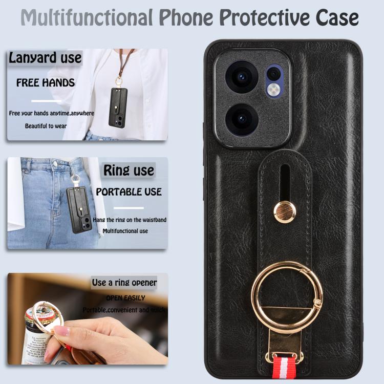 Custodia per telefono posteriore in pelle con cinturino, For OPPO Reno13 F 5G, For OPPO Find X8, For OPPO K12x 5G / A3 Pro Global, For OPPO A3x 5G