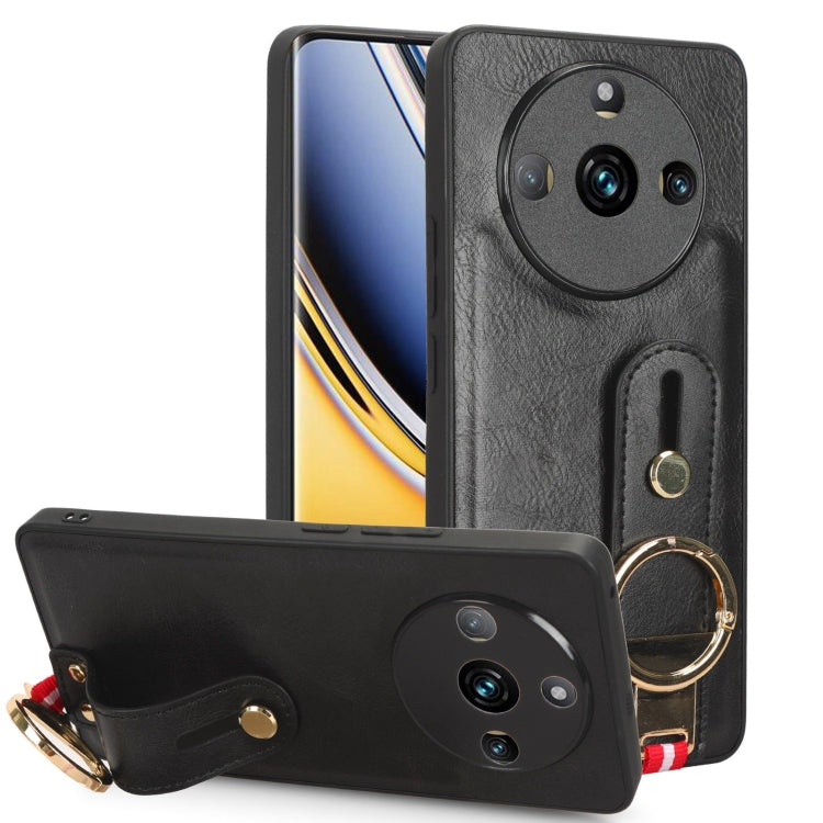 Custodia per telefono posteriore in pelle con cinturino, For Realme 11 4G Global, For Realme 11 5G Global, For Realme C53 4G / Narzo N53, For Realme 11 Pro / 11 Pro+