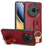 Custodia per telefono posteriore in pelle con cinturino, For Realme 11 4G Global, For Realme 11 5G Global, For Realme C53 4G / Narzo N53, For Realme 11 Pro / 11 Pro+