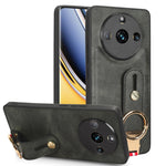 Custodia per telefono posteriore in pelle con cinturino, For Realme 11 4G Global, For Realme 11 5G Global, For Realme C53 4G / Narzo N53, For Realme 11 Pro / 11 Pro+