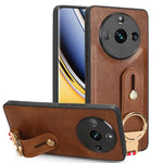 Custodia per telefono posteriore in pelle con cinturino, For Realme 11 4G Global, For Realme 11 5G Global, For Realme C53 4G / Narzo N53, For Realme 11 Pro / 11 Pro+