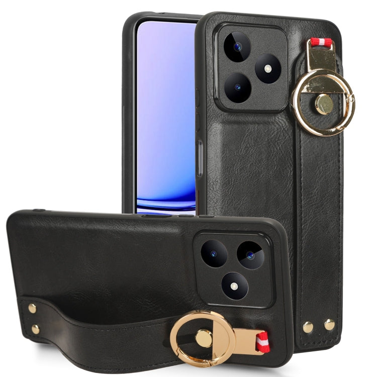 Custodia per telefono posteriore in pelle con cinturino, For Realme 11 4G Global, For Realme 11 5G Global, For Realme C53 4G / Narzo N53, For Realme 11 Pro / 11 Pro+
