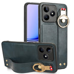 Custodia per telefono posteriore in pelle con cinturino, For Realme 11 4G Global, For Realme 11 5G Global, For Realme C53 4G / Narzo N53, For Realme 11 Pro / 11 Pro+