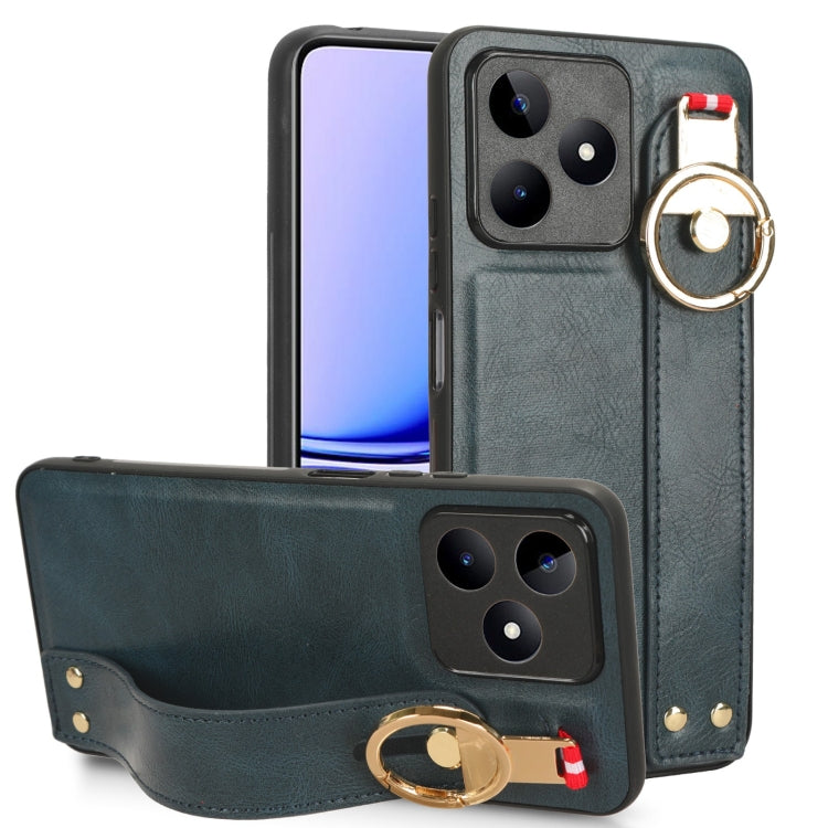 Custodia per telefono posteriore in pelle con cinturino, For Realme 11 4G Global, For Realme 11 5G Global, For Realme C53 4G / Narzo N53, For Realme 11 Pro / 11 Pro+