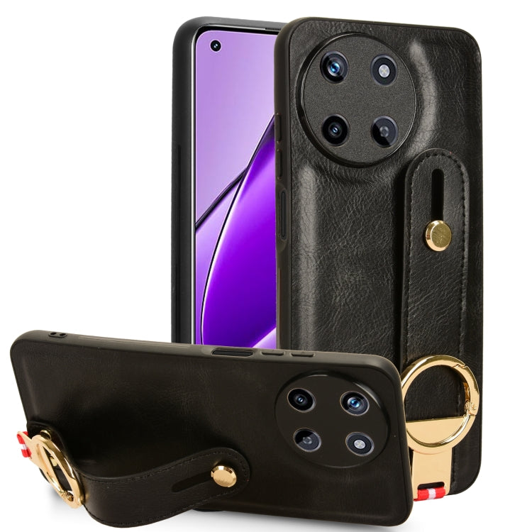 Custodia per telefono posteriore in pelle con cinturino, For Realme 11 4G Global, For Realme 11 5G Global, For Realme C53 4G / Narzo N53, For Realme 11 Pro / 11 Pro+