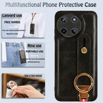 Custodia per telefono posteriore in pelle con cinturino, For Realme 11 4G Global, For Realme 11 5G Global, For Realme C53 4G / Narzo N53, For Realme 11 Pro / 11 Pro+