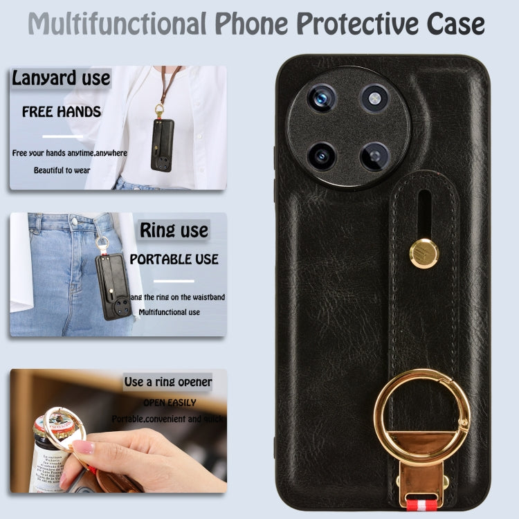 Custodia per telefono posteriore in pelle con cinturino, For Realme 11 4G Global, For Realme 11 5G Global, For Realme C53 4G / Narzo N53, For Realme 11 Pro / 11 Pro+