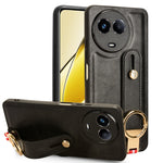 Custodia per telefono posteriore in pelle con cinturino, For Realme 11 4G Global, For Realme 11 5G Global, For Realme C53 4G / Narzo N53, For Realme 11 Pro / 11 Pro+