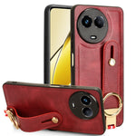 Custodia per telefono posteriore in pelle con cinturino, For Realme 11 4G Global, For Realme 11 5G Global, For Realme C53 4G / Narzo N53, For Realme 11 Pro / 11 Pro+