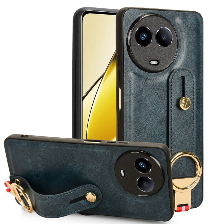 Custodia per telefono posteriore in pelle con cinturino, For Realme 11 4G Global, For Realme 11 5G Global, For Realme C53 4G / Narzo N53, For Realme 11 Pro / 11 Pro+