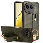 Custodia per telefono posteriore in pelle con cinturino, For Realme 11 4G Global, For Realme 11 5G Global, For Realme C53 4G / Narzo N53, For Realme 11 Pro / 11 Pro+