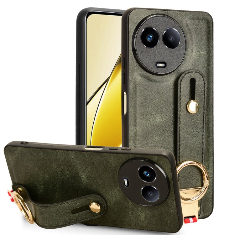 Custodia per telefono posteriore in pelle con cinturino, For Realme 11 4G Global, For Realme 11 5G Global, For Realme C53 4G / Narzo N53, For Realme 11 Pro / 11 Pro+
