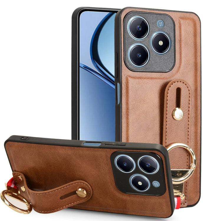 Custodia per telefono posteriore in pelle con cinturino, For Realme C75, For Realme 13 Pro 5G, For Realme C63 4G / C61 4G, For Realme Narzo N63 4G