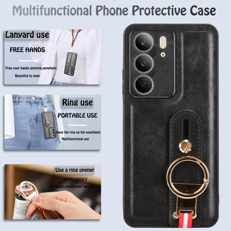 Custodia per telefono posteriore in pelle con cinturino, For Realme C75, For Realme 13 Pro 5G, For Realme C63 4G / C61 4G, For Realme Narzo N63 4G