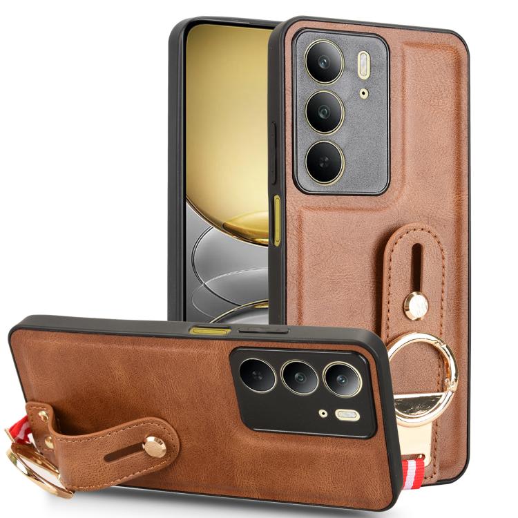Custodia per telefono posteriore in pelle con cinturino, For Realme C75, For Realme 13 Pro 5G, For Realme C63 4G / C61 4G, For Realme Narzo N63 4G