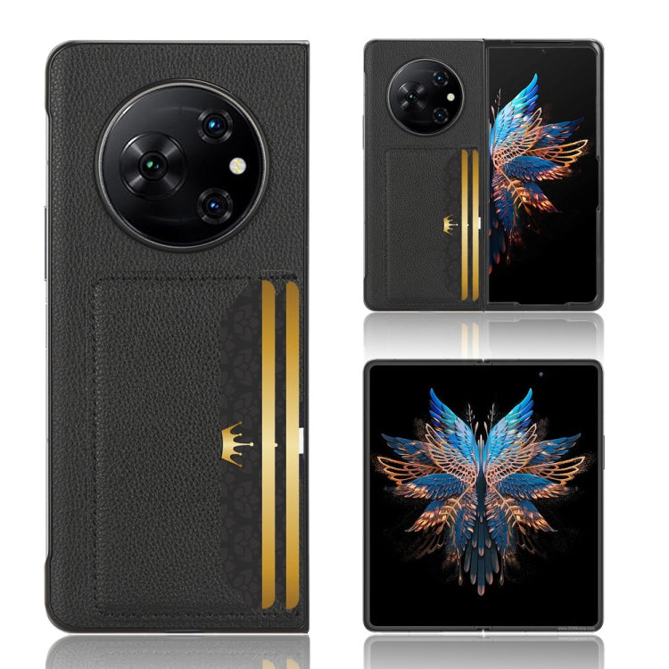 Litchi Texture Slot per schede Cover posteriore Custodia per telefono, For Tecno Phantom V Flip2, For Tecno Phantom V Fold2, For Tecno Phantom V Fold