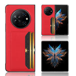 Litchi Texture Slot per schede Cover posteriore Custodia per telefono, For Tecno Phantom V Flip2, For Tecno Phantom V Fold2, For Tecno Phantom V Fold