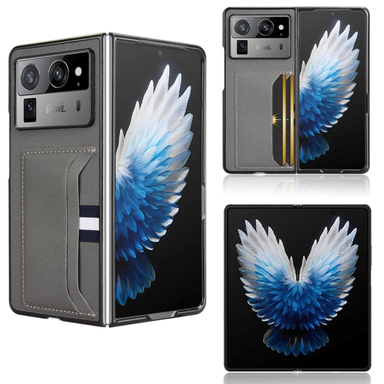 Litchi Texture Slot per schede Cover posteriore Custodia per telefono, For Tecno Phantom V Flip2, For Tecno Phantom V Fold2, For Tecno Phantom V Fold